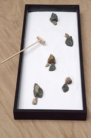 枯山水キット ( 龍安寺 )+ 旭山桜苔玉  器  天然孟宗竹飾り台セット 枯山水セット 枯山水 zengarden karesansui