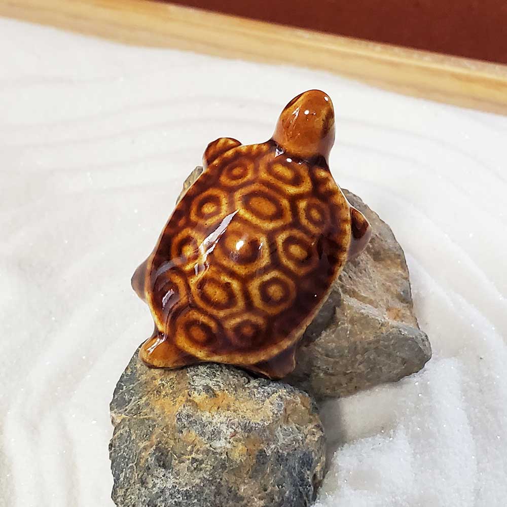 ミニチュア 添配 フィギュア 盆景  茶亀(ちゃがめ) 幅4.5cm 亀 かめ zengarden karesansui