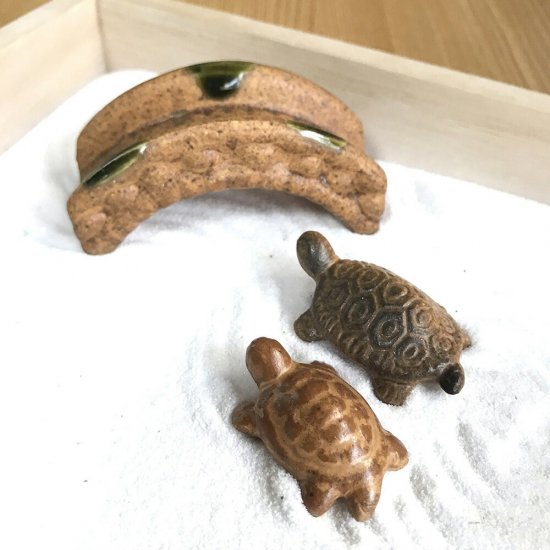 ミニチュアセット 【とある神社にある池の風景】 亀 かめ 橋  ミニチュア  添配  フィギュア 盆景 zengarden karesansui