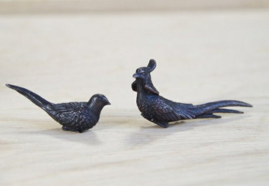 ミニチュア 添配 フィギュア 盆景  金鶏 ( キンケイ )対 銅製  鳥  とり  zengarden karesansui