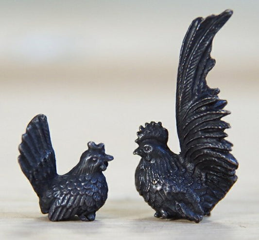 ミニチュア 添配 フィギュア 盆景  矮鶏 ( ちゃぼ )対  銅製  鳥  とり  zengarden karesansui