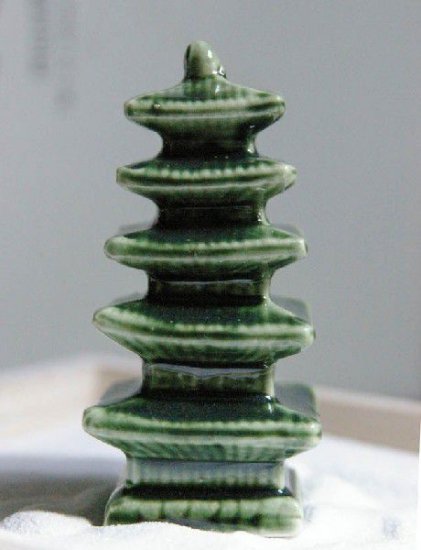 ミニチュア 添配 フィギュア 盆景  五重塔 (大) 緑   zengarden karesansui