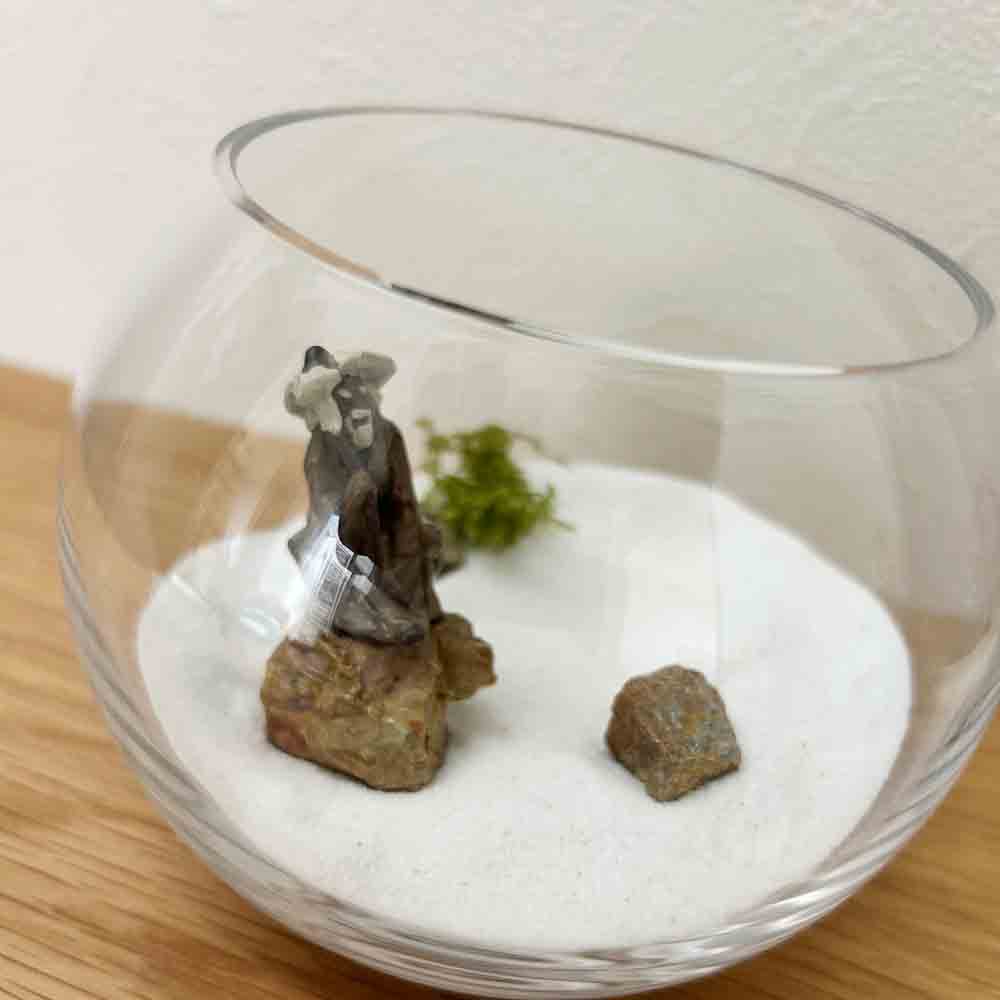 ガラス ボウル ミニ枯山水キット 選べるミニチュア インテリアミニ枯山水 キット 作って飾れる ミニ庭園 枯山水セット ＞ zen garden japan 海外へのおみやげ 座禅 禅の心 ミニ枯山水 禅の所作 小さな 砂紋 インテリア 和のディスプレイ