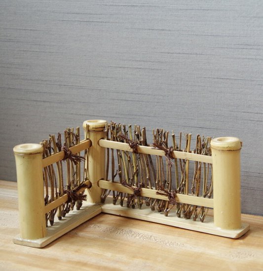 Miniature accessory figure bonkei [miniature fence (white bamboo) width 19cm] 